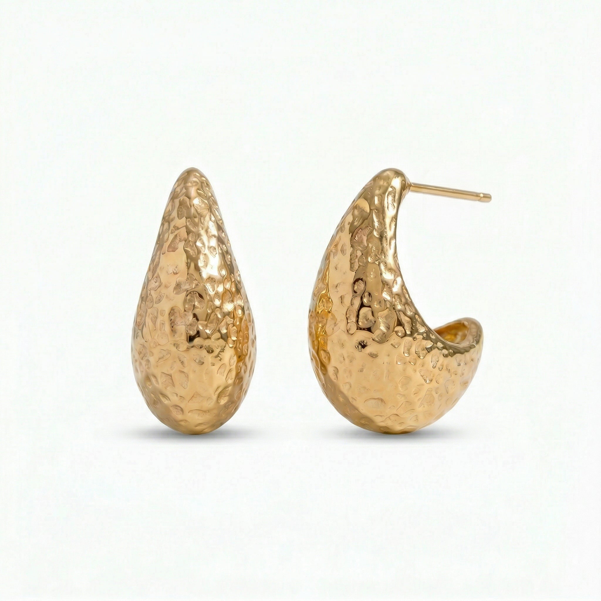 Gold-plated hammered gold hoop earrings