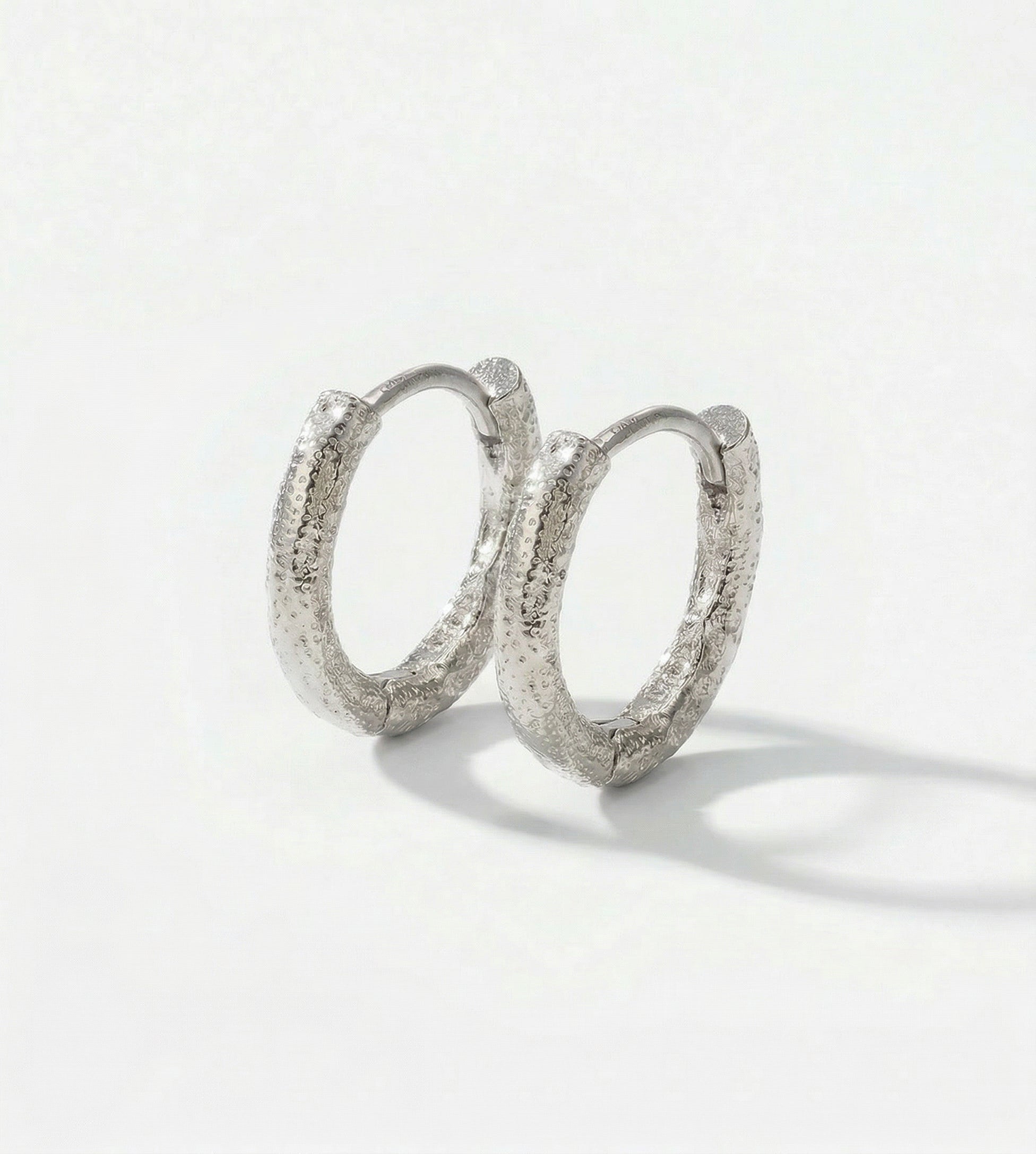 Hammered silver hoop earrings