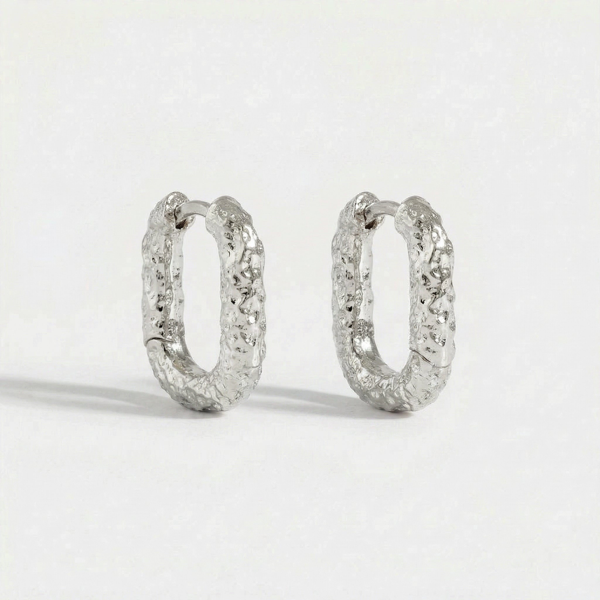 Textured silver hoop earrings