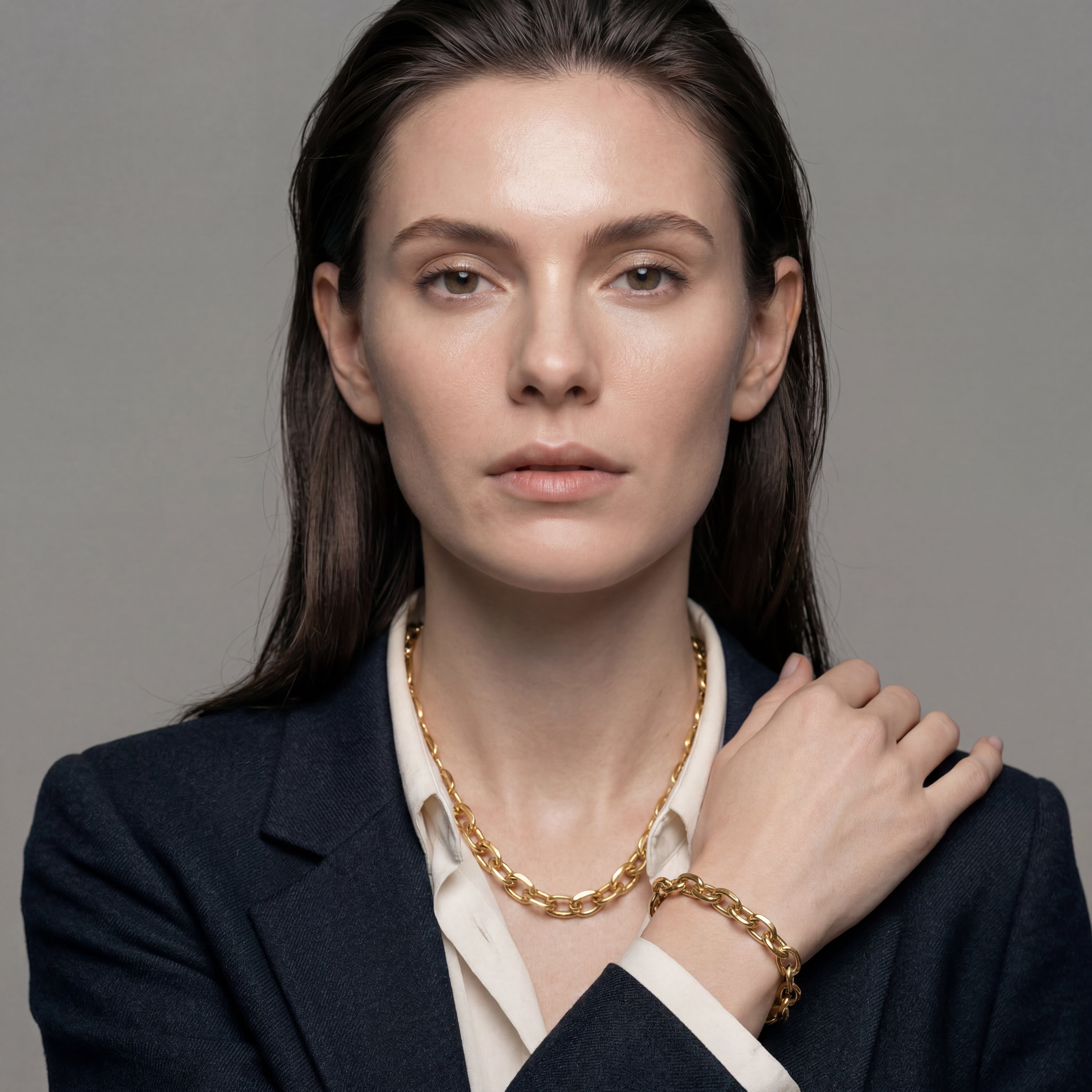 Chunky Cable Chain Armbånd Guldbelagt