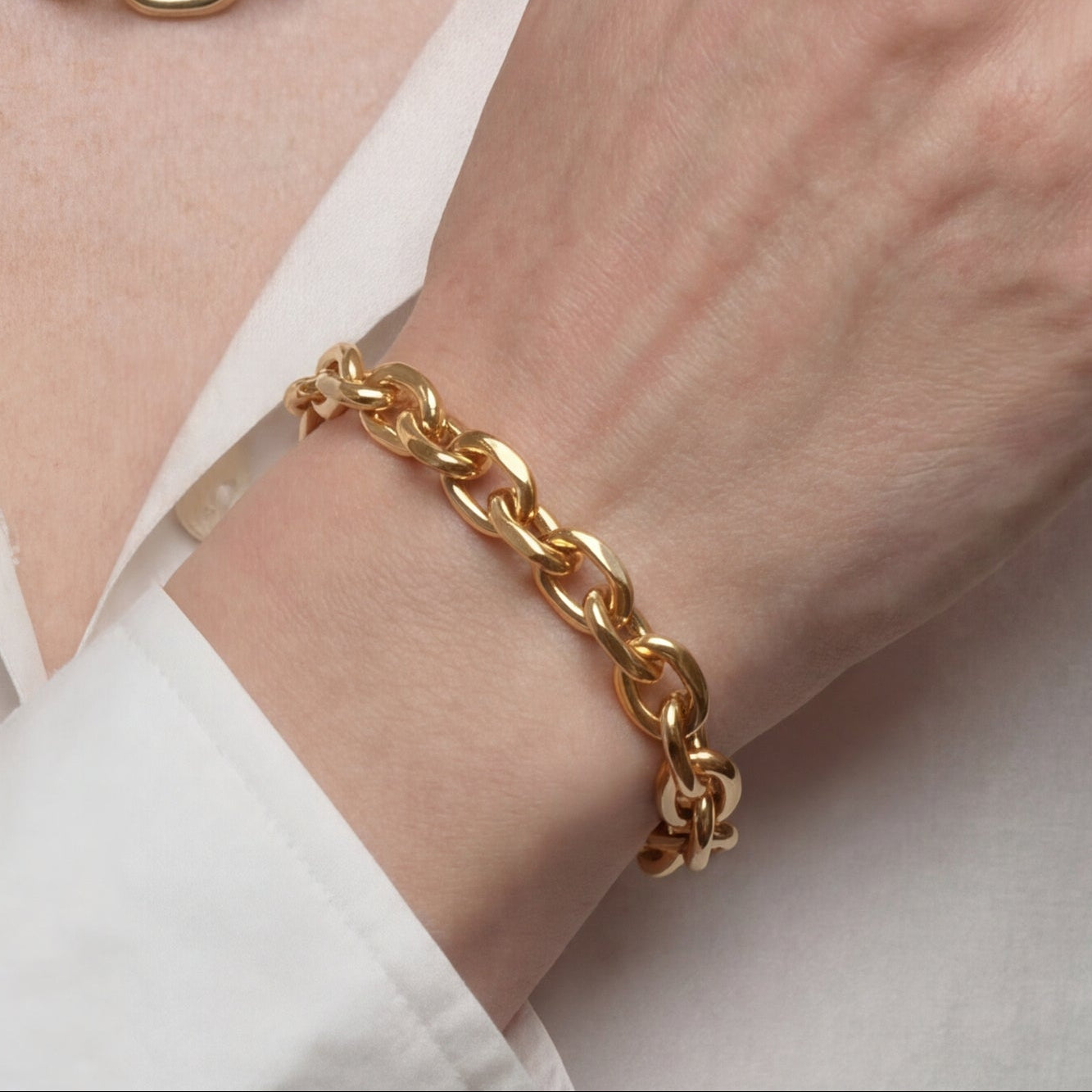 Chunky Cable Chain Armbånd Guldbelagt