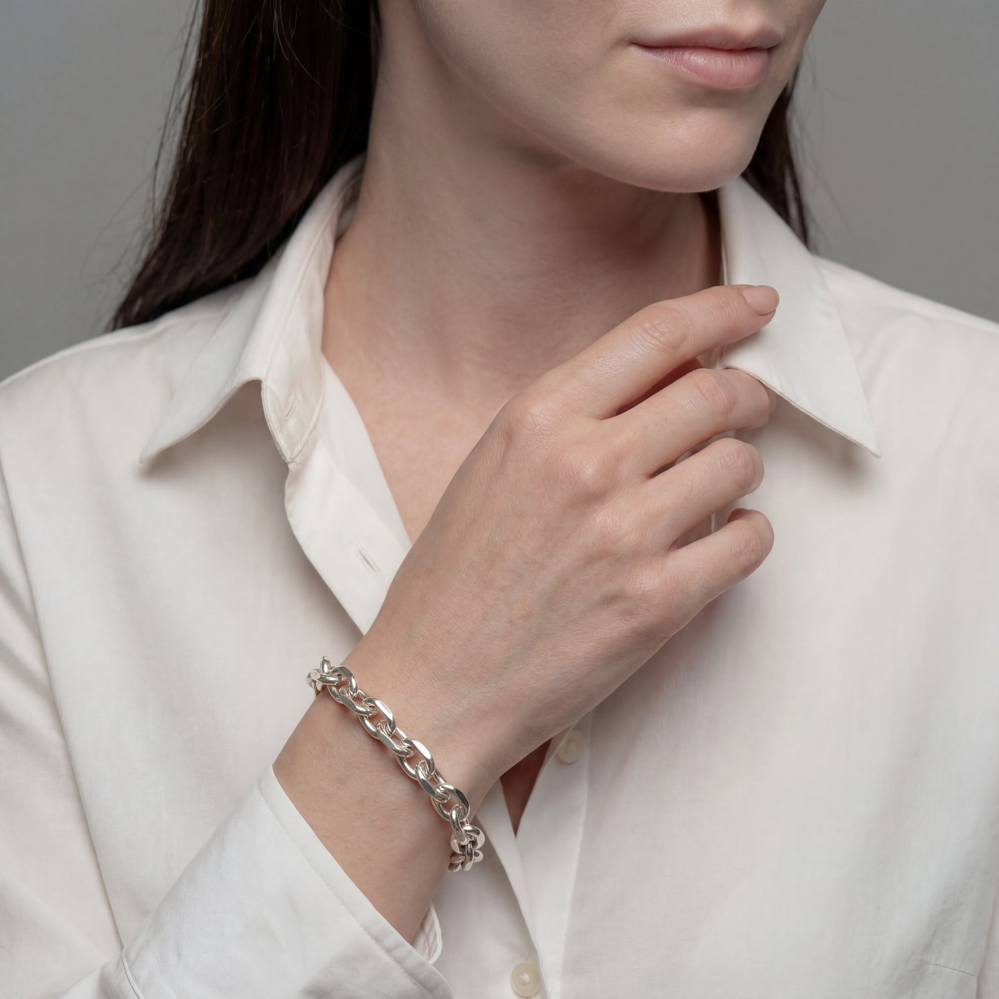 Chunky Cable Chain Armbånd Sølvfarvet