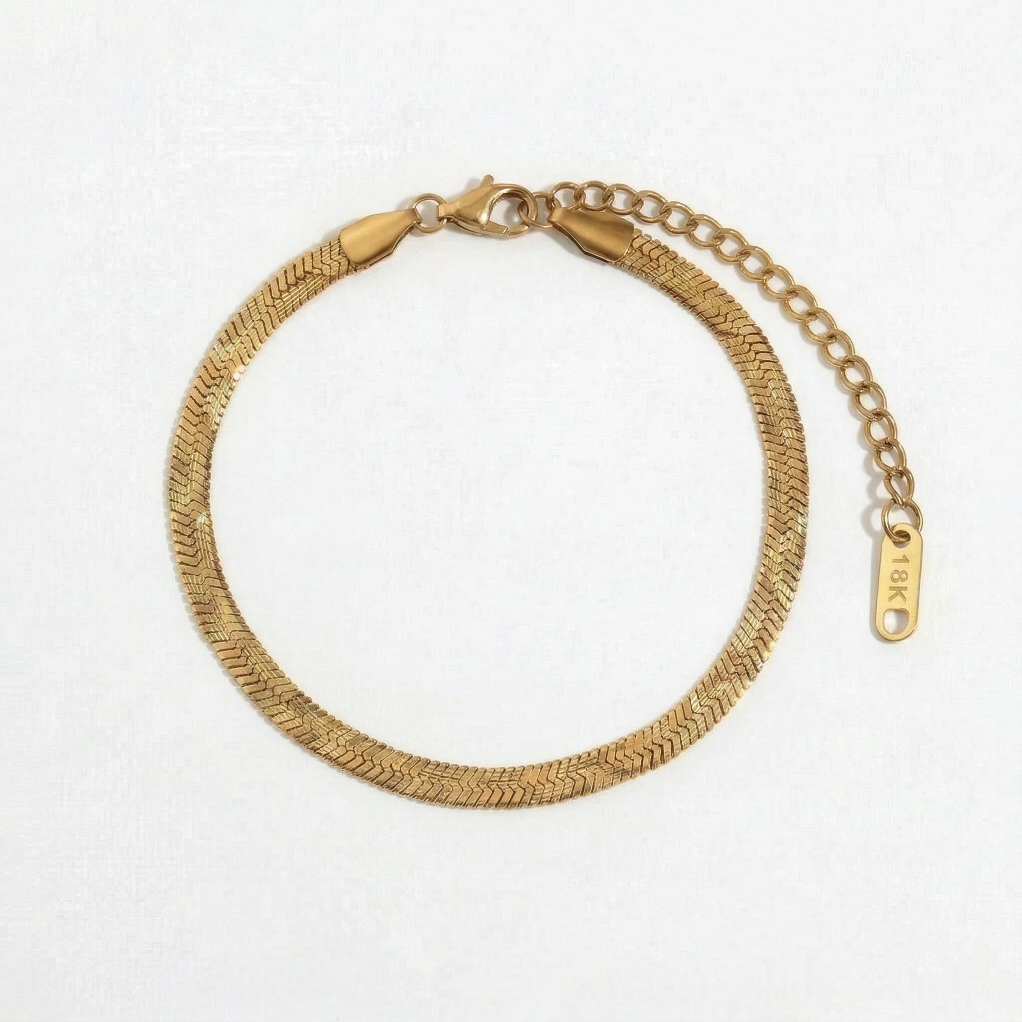 Gold-plated plated flat snake wave bracelet