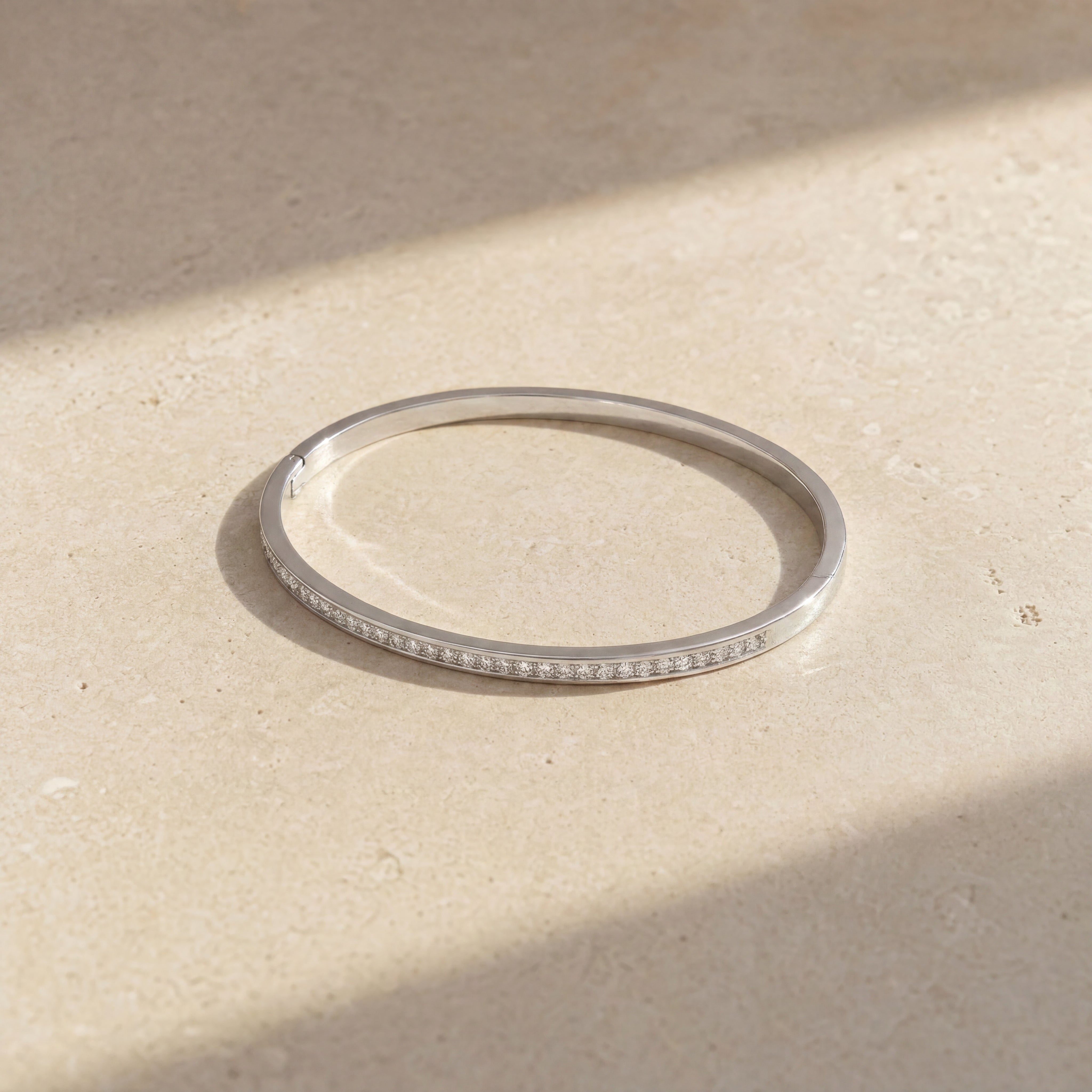 Krystal Bangle 4mm Sølvfarvet