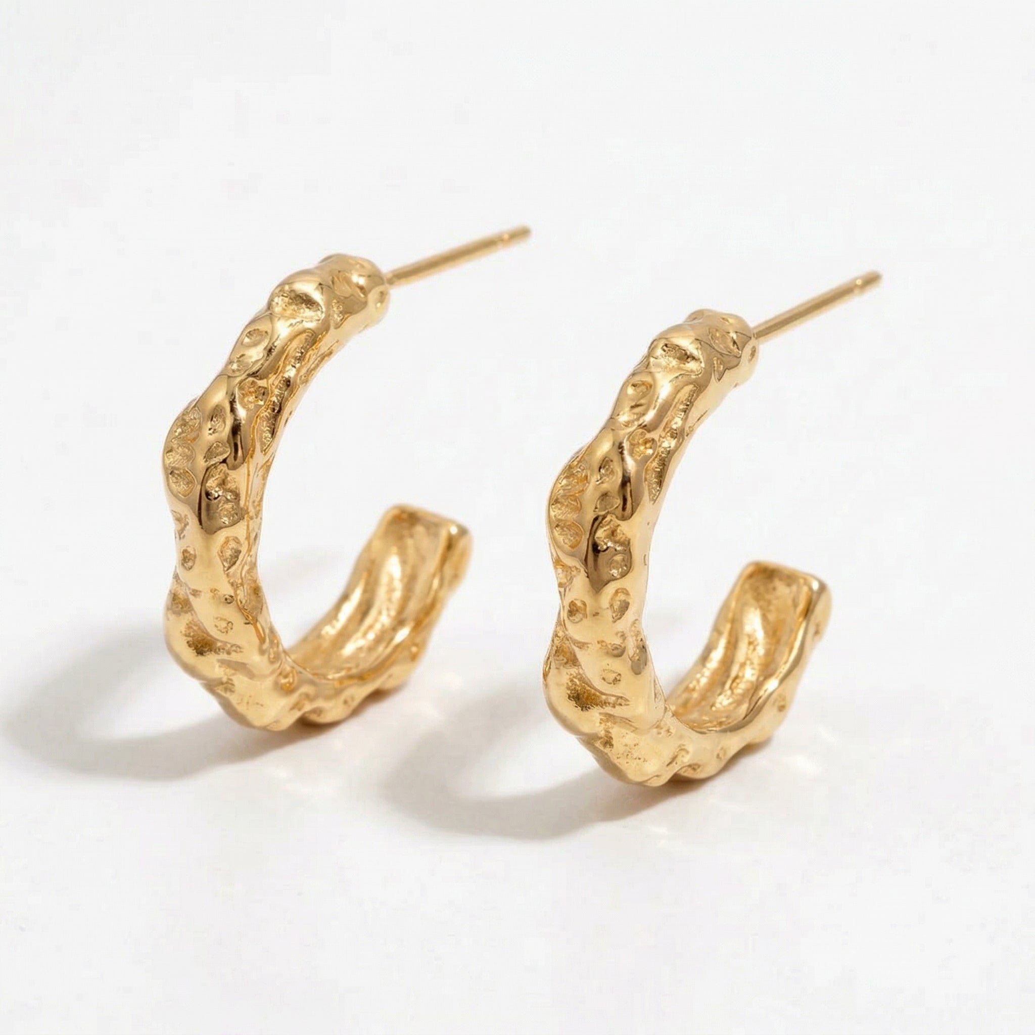 Gold-plated molten gold hoop earrings