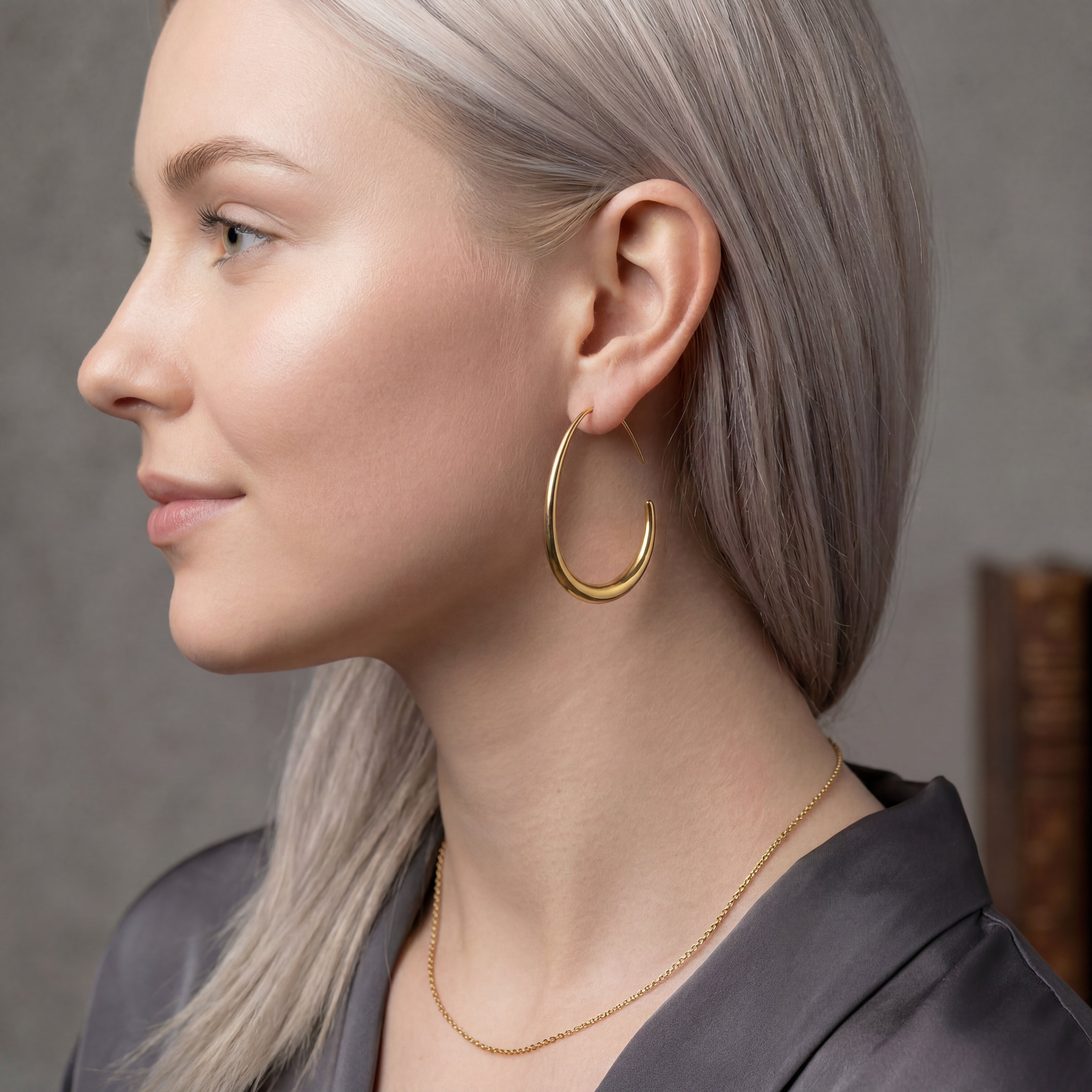 Pear Hoops Large Guldbelagt