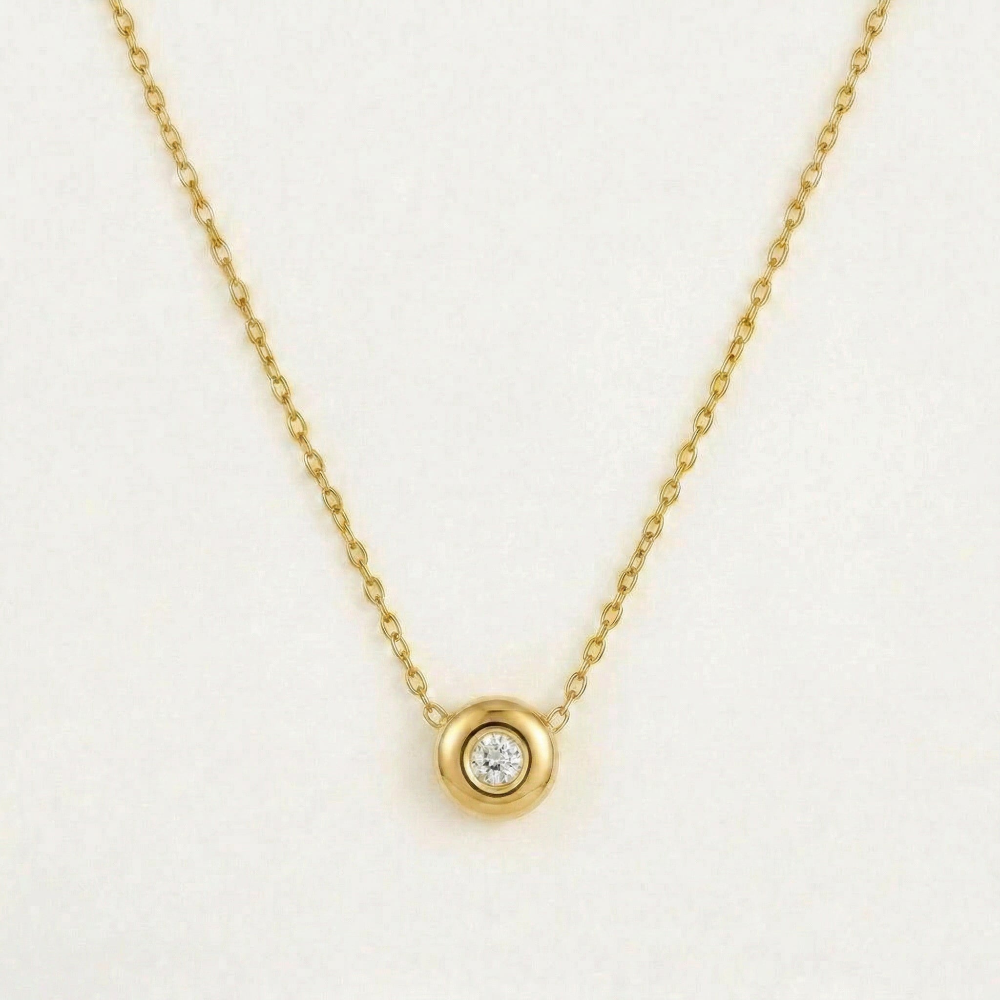 Rund Krystal Halskæde Guldbelagt