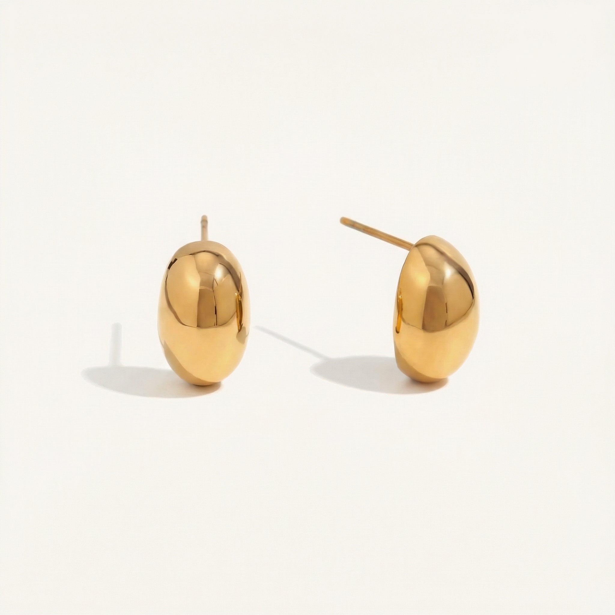 Gold-plated bean stud earrings