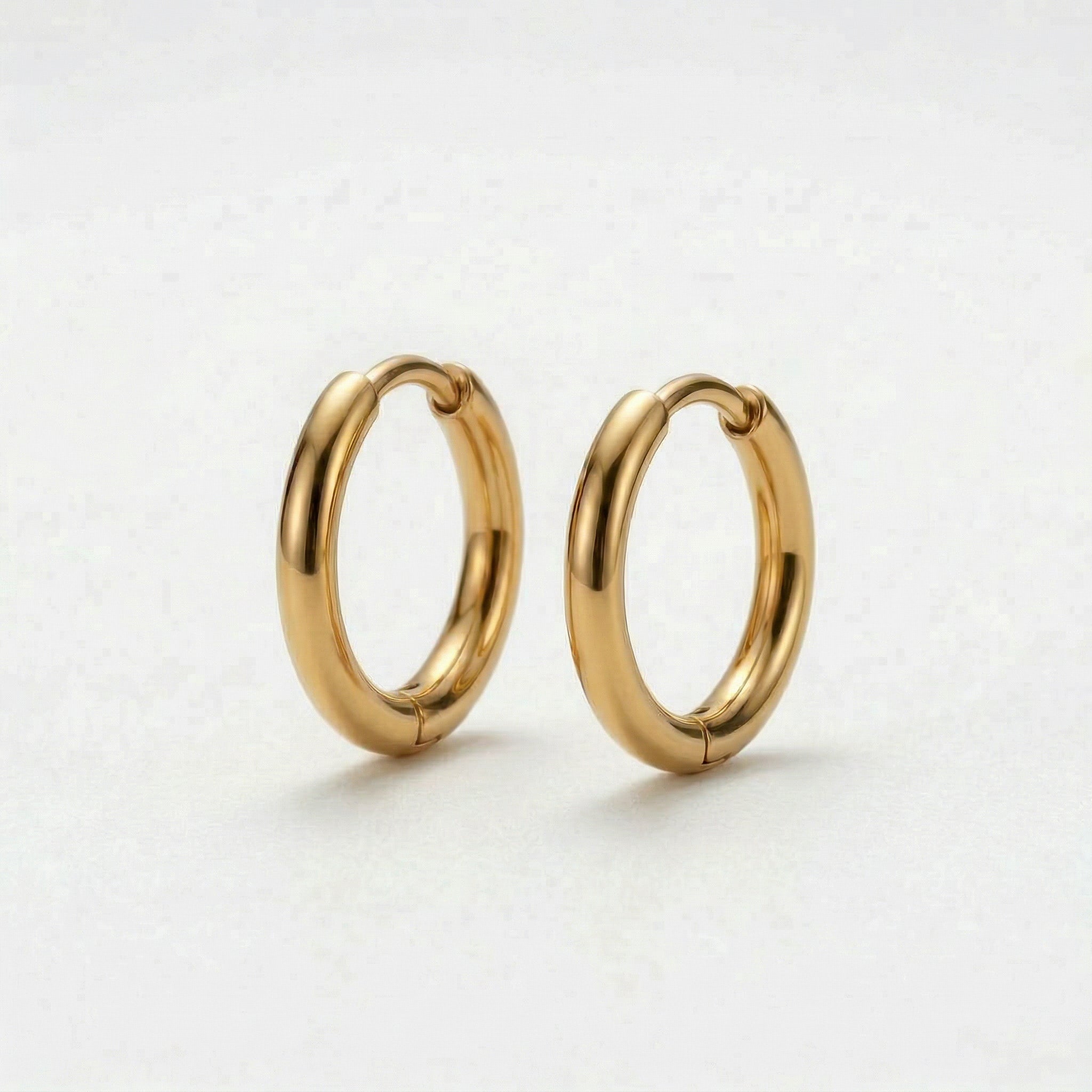 Gold-plated hoop earrings upright