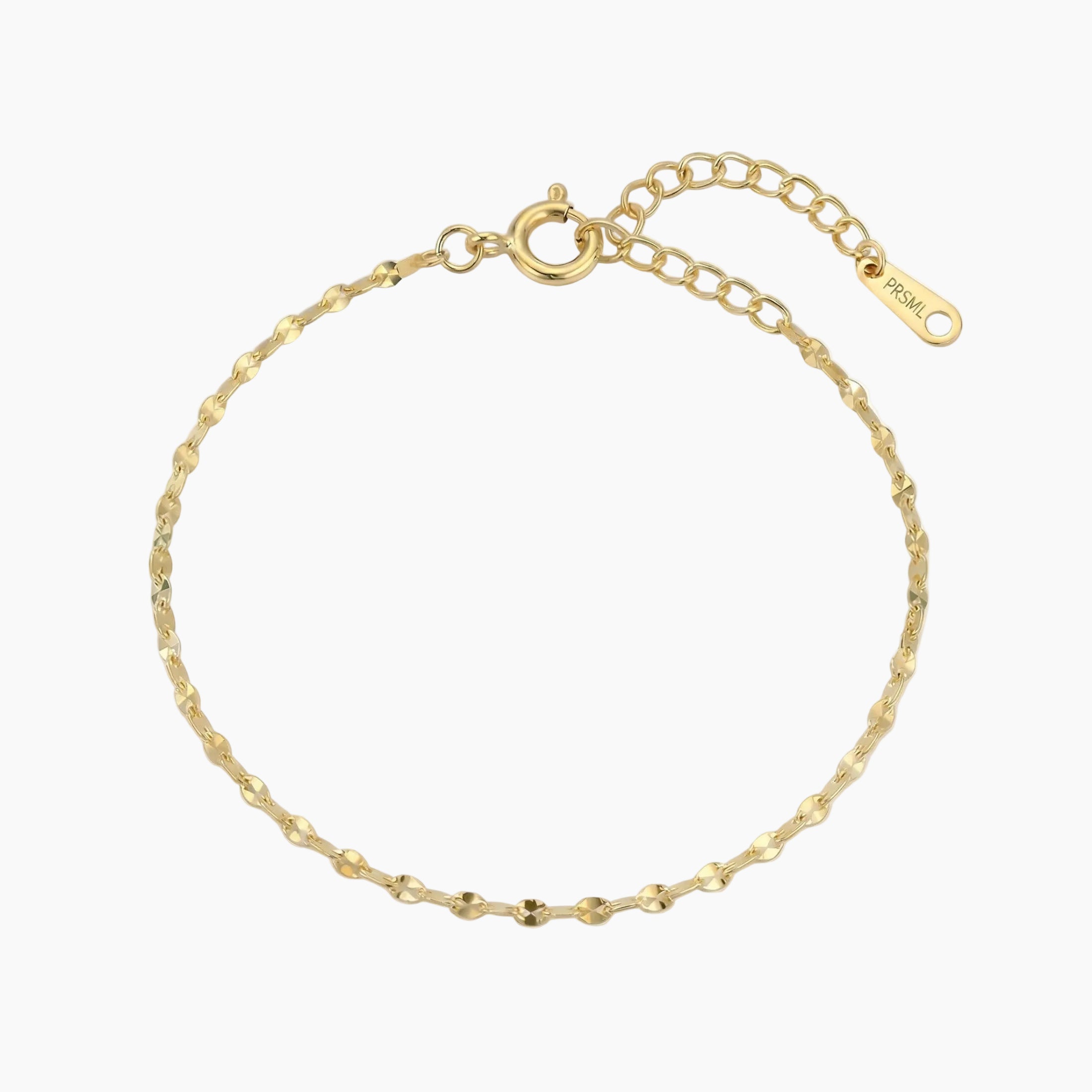 Gold-plated bracelet on white background