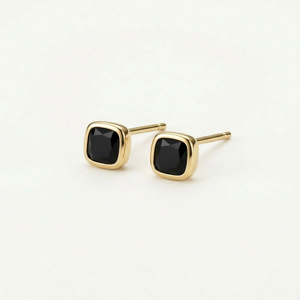 Gold-plated back view of stud earrings with posts
