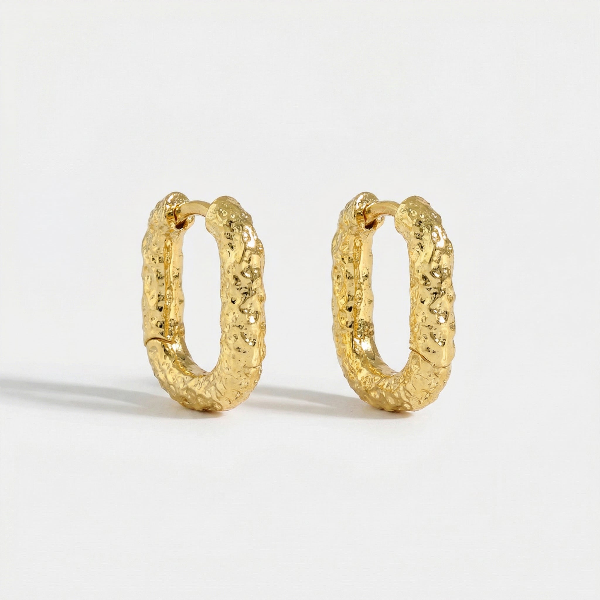 Gold-plated textured gold hoop earrings