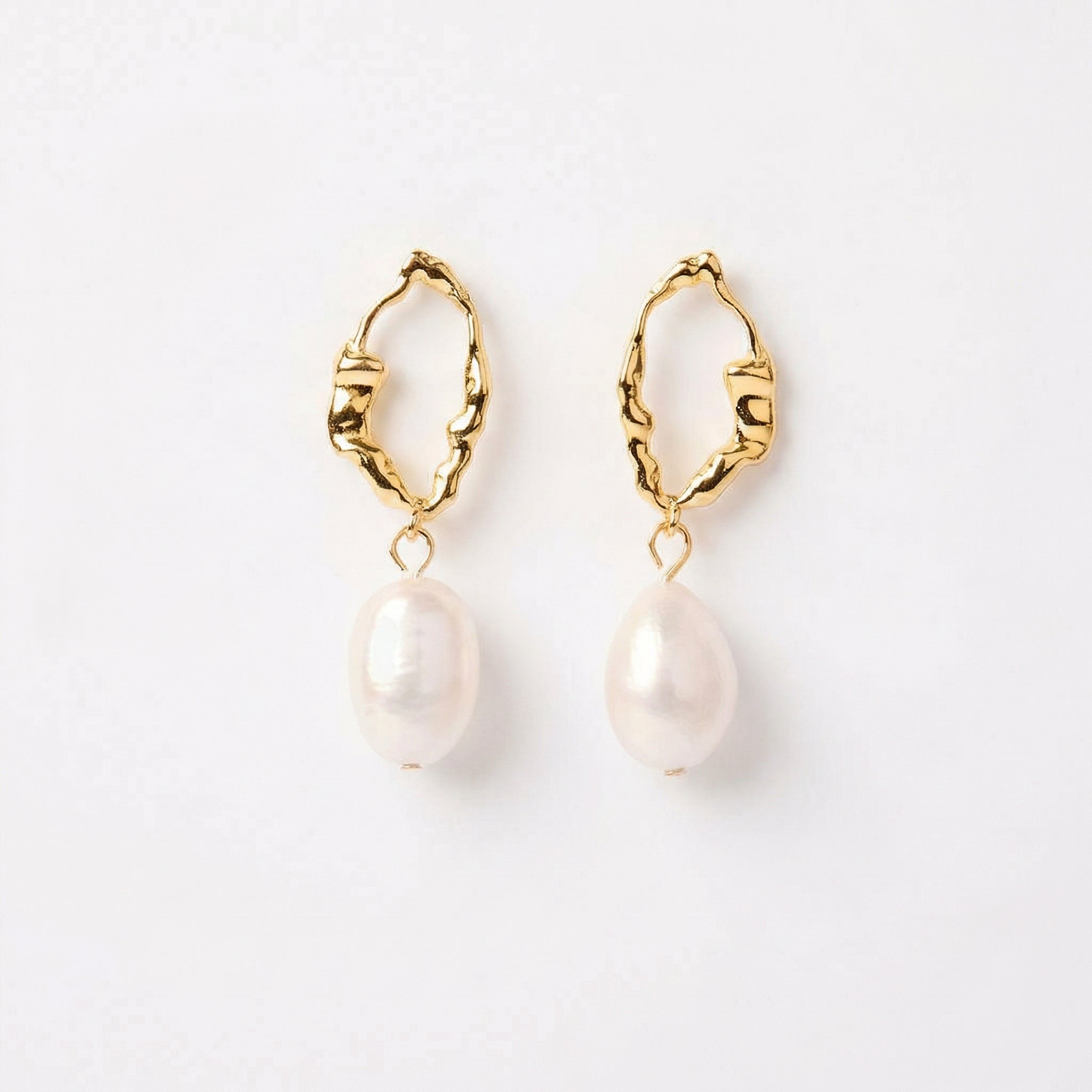 Gold-plated and pearl earrings