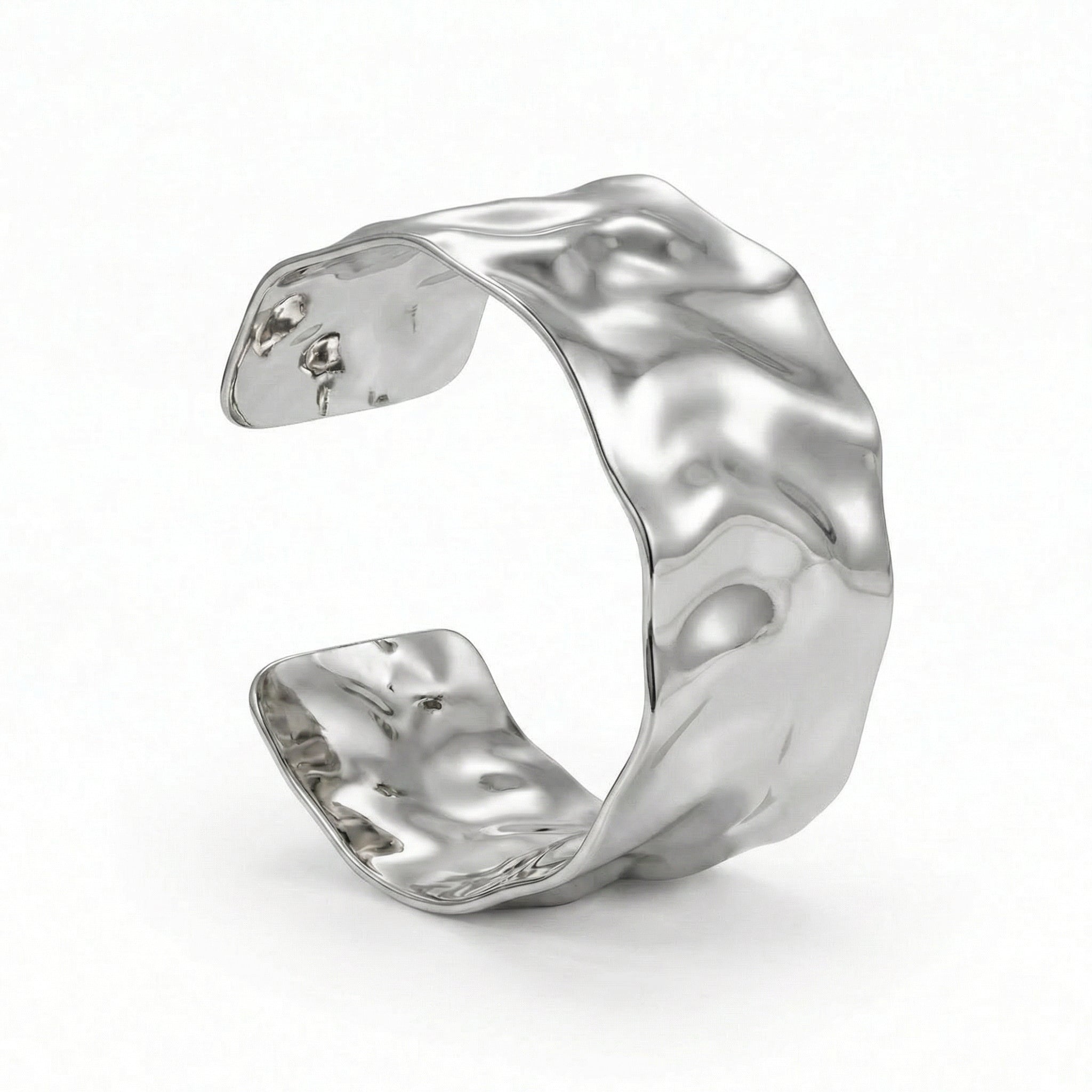 Chunky Molten Bangle Sølvfarvet