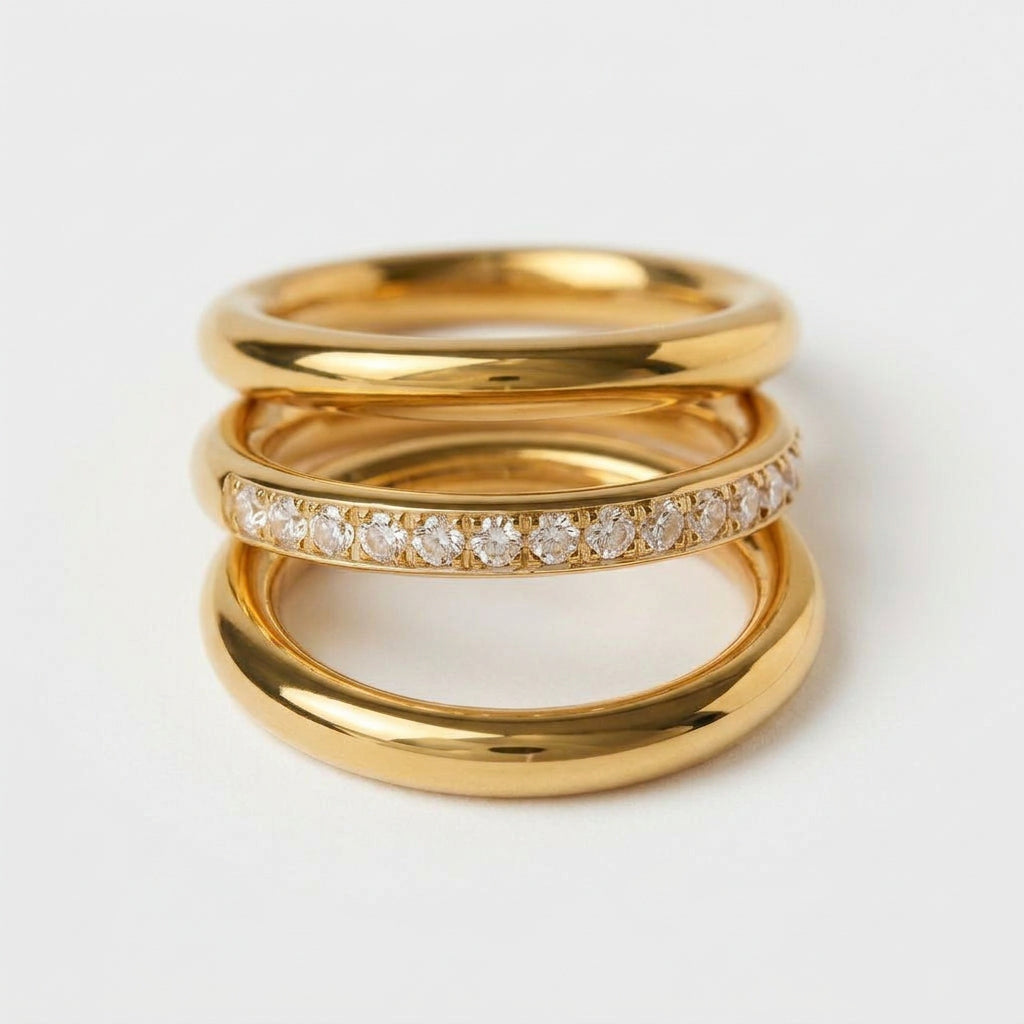 Gold-plated stacked view of gold ring