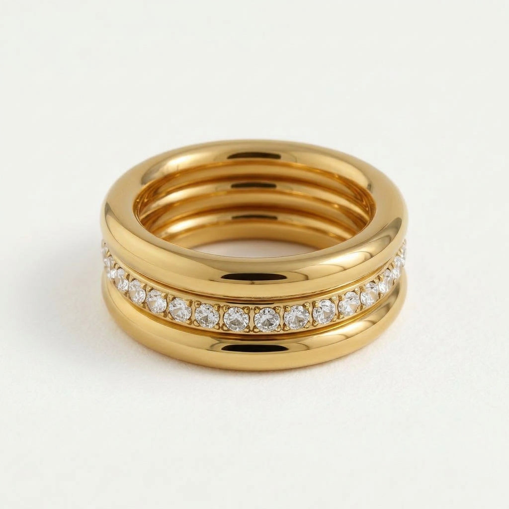 Gold-plated top-down view of gold ring