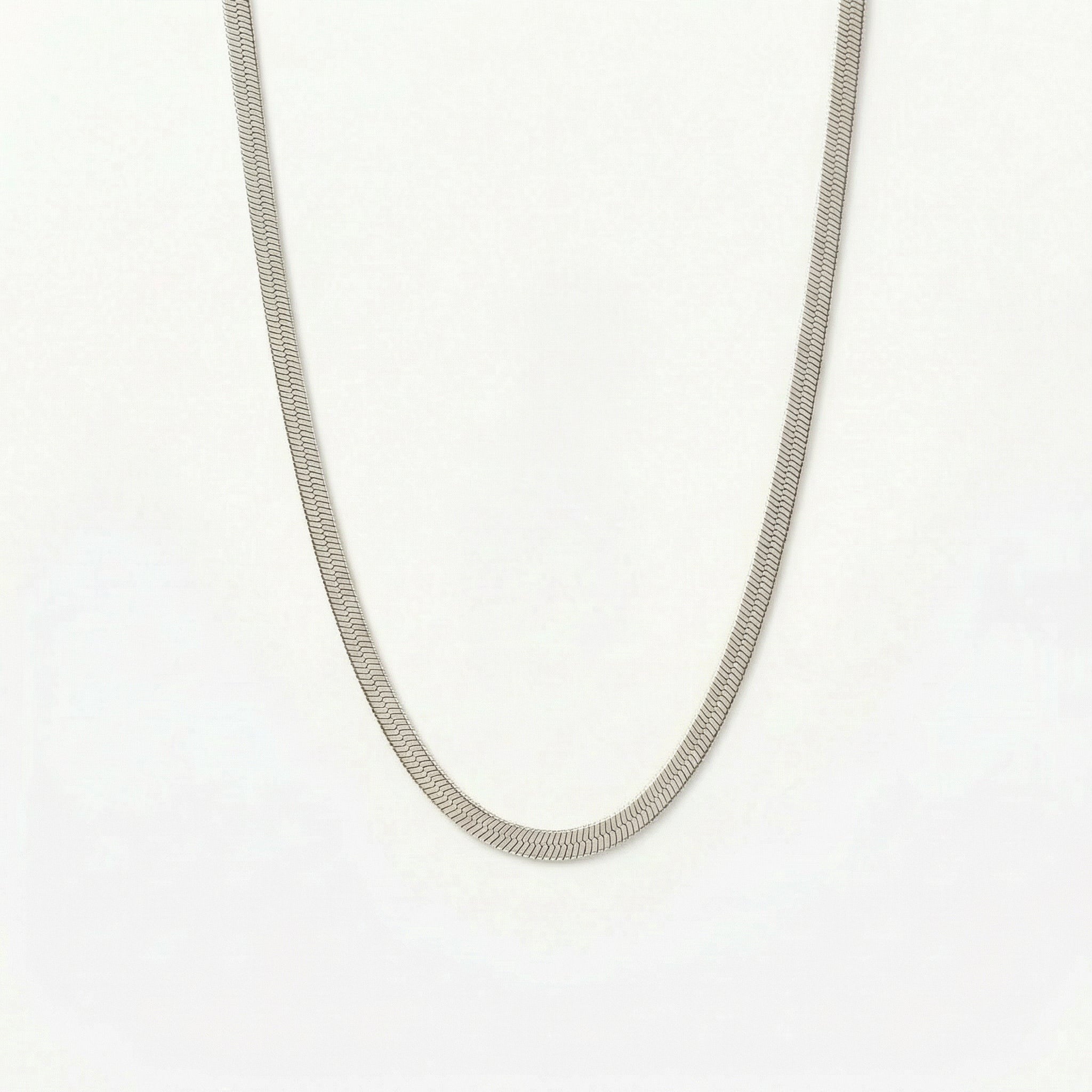 Silver flat snake chain necklace