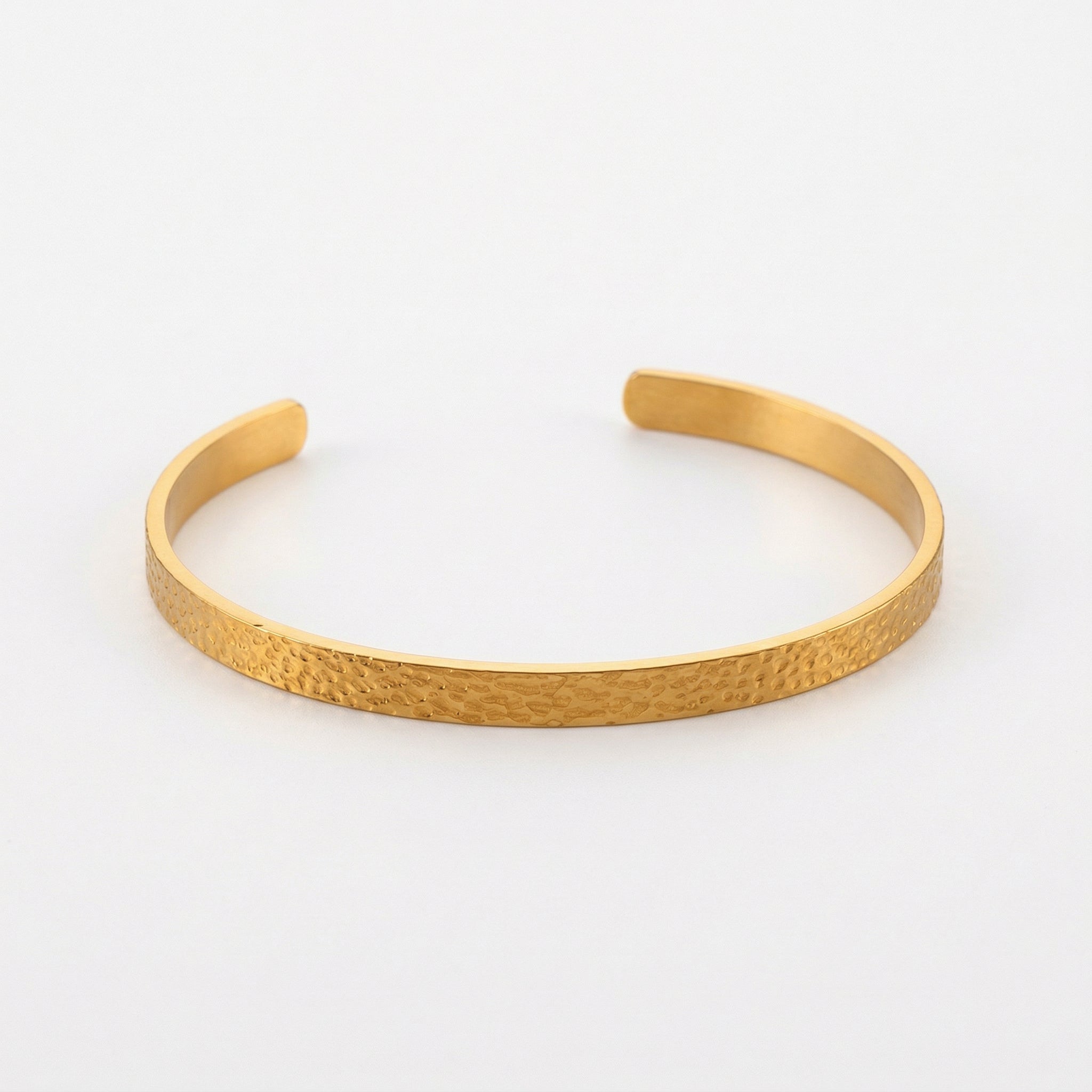 Gold-plated hammered bangle, slightly different angle