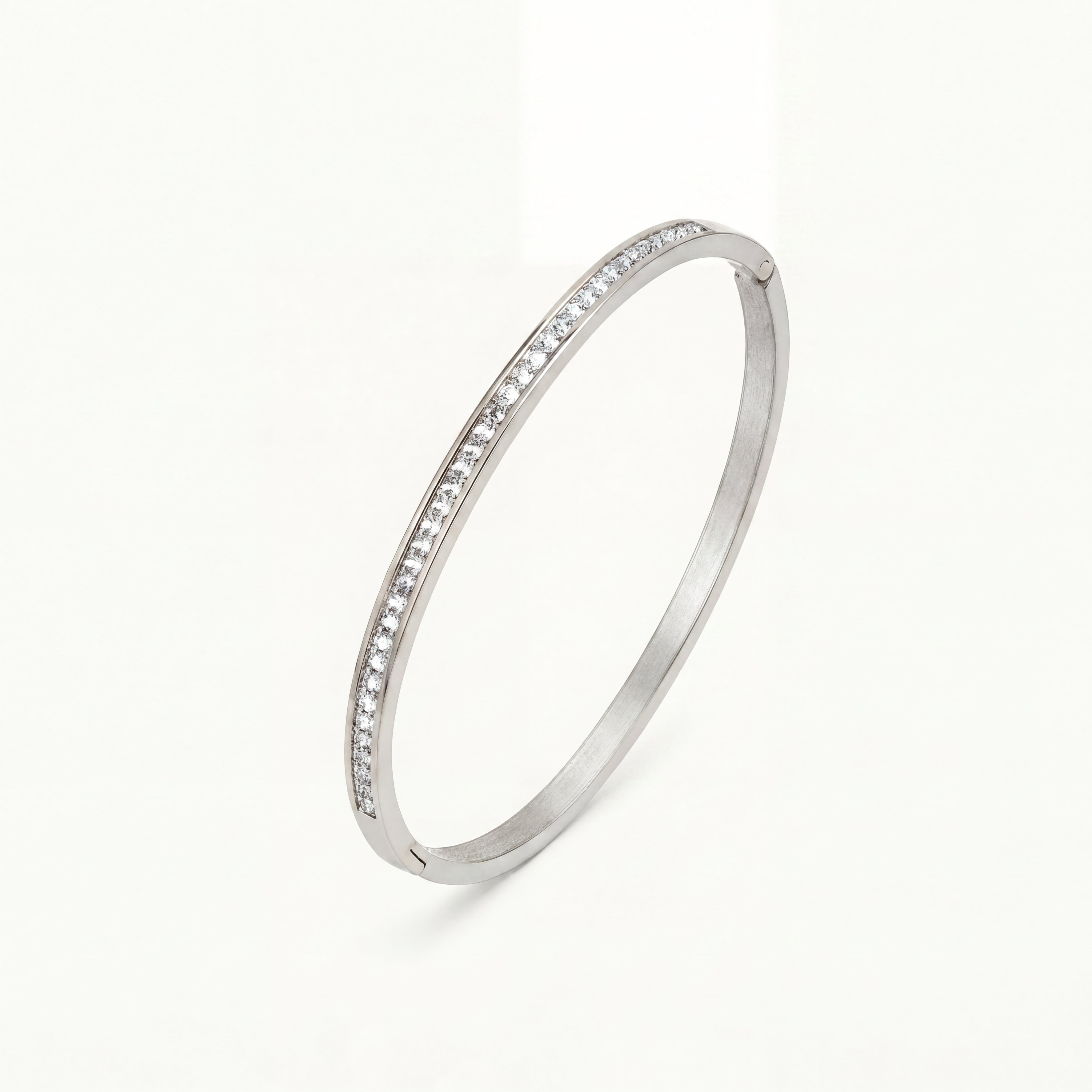 Krystal Bangle 4mm Sølvfarvet