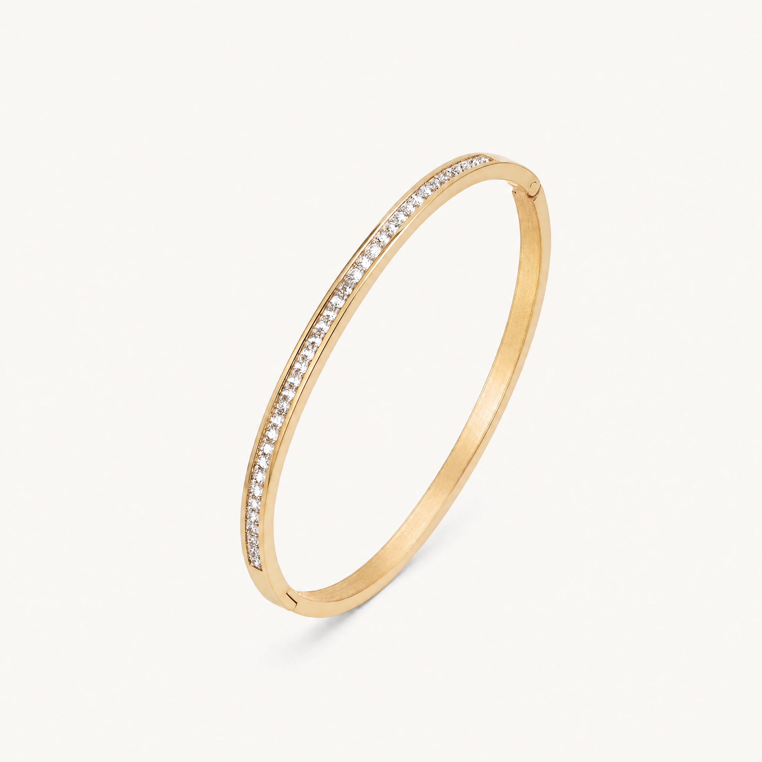 Krystal Bangle 4mm Guldbelagt
