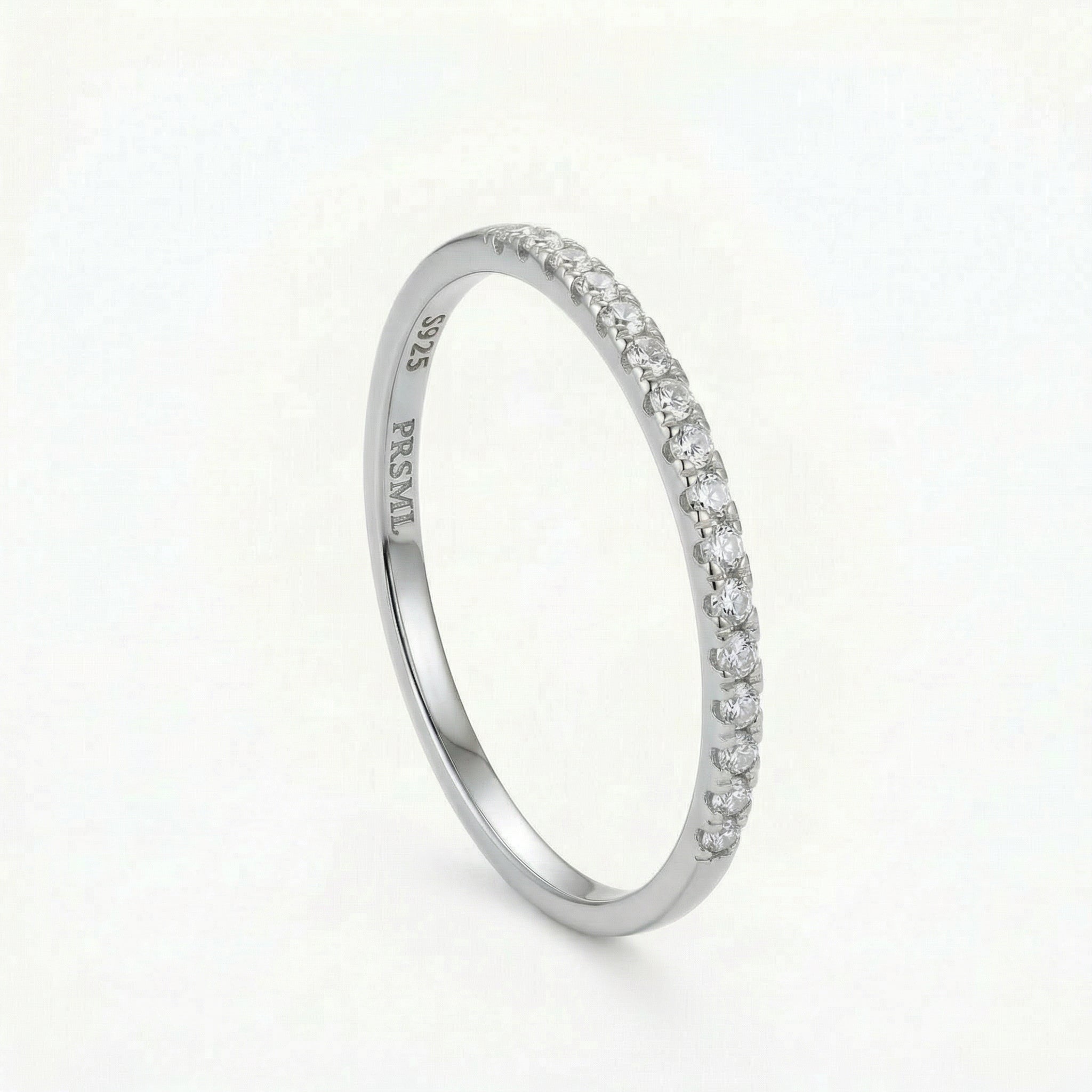 Silver ring with pave crystals