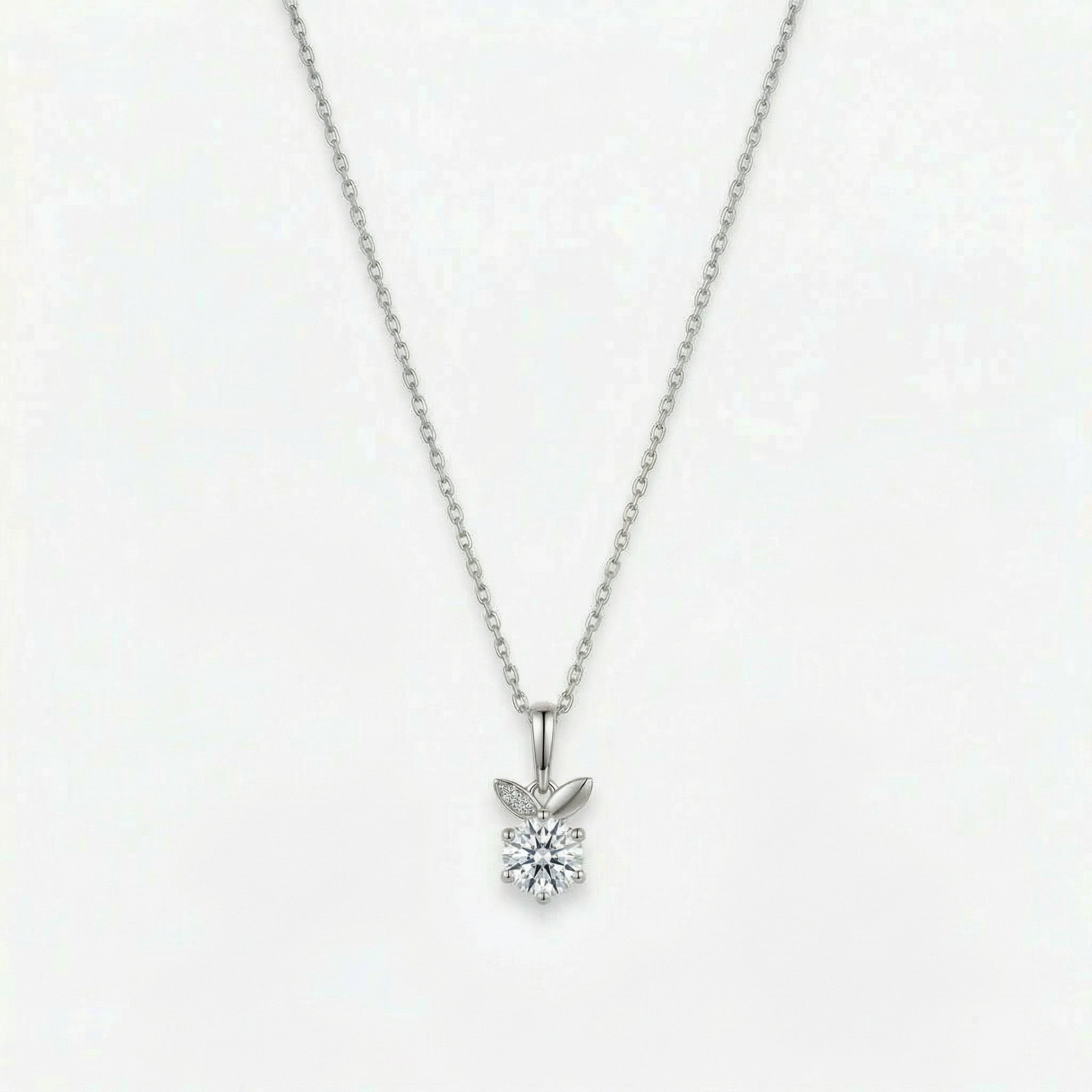 Silver chain with crystal leaf pendant