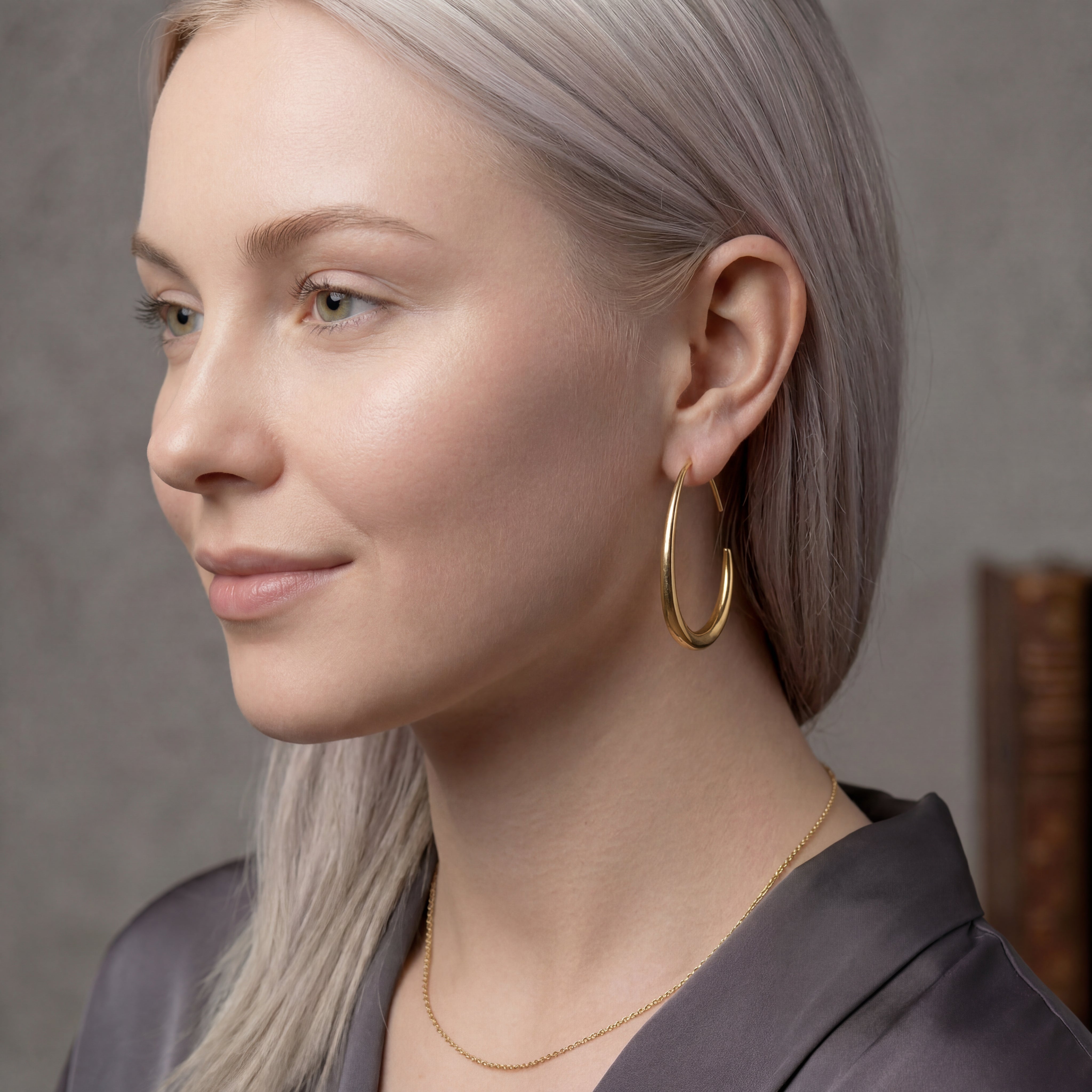 Pear Hoops Large Guldbelagt