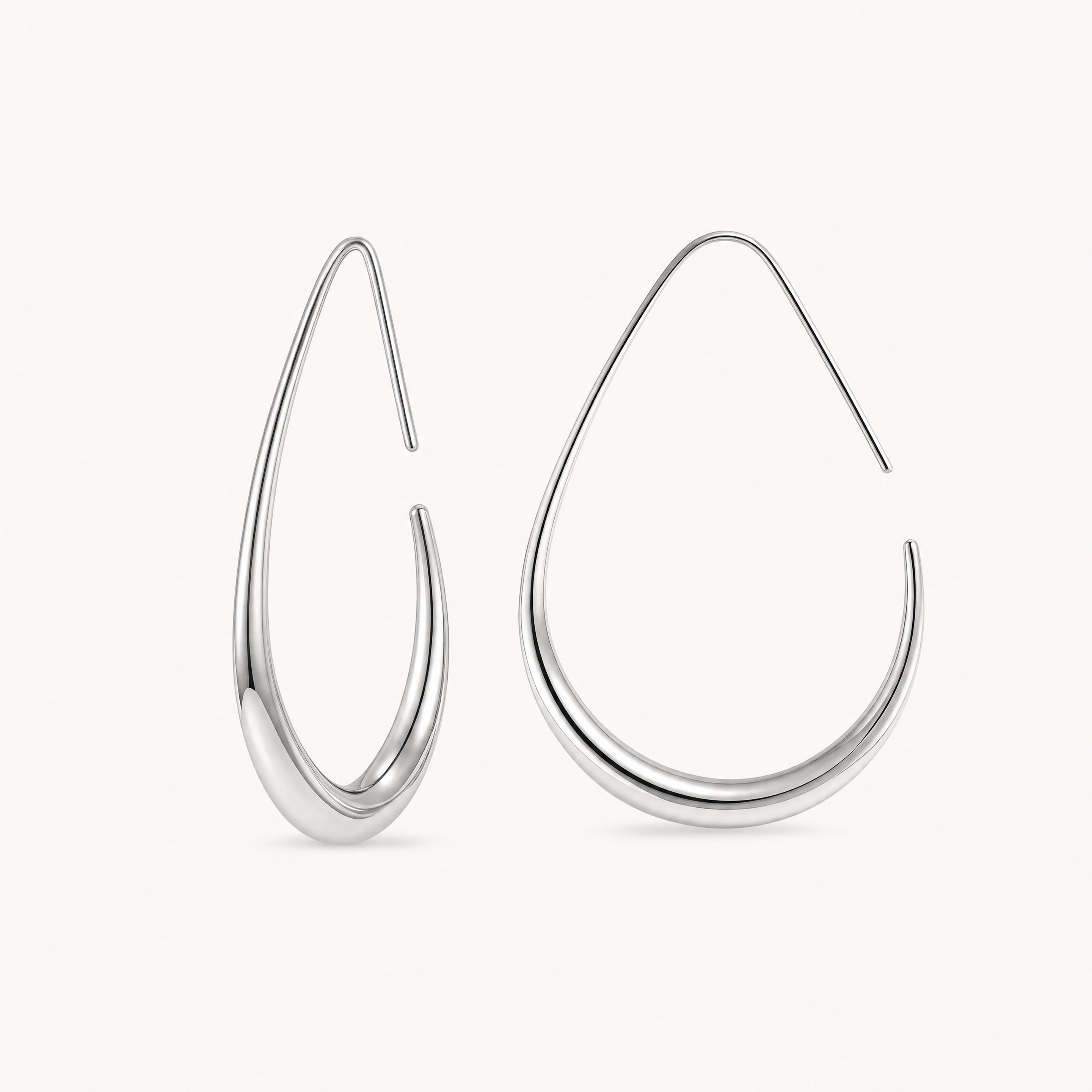 Pear Hoops Large Sølvfarvet