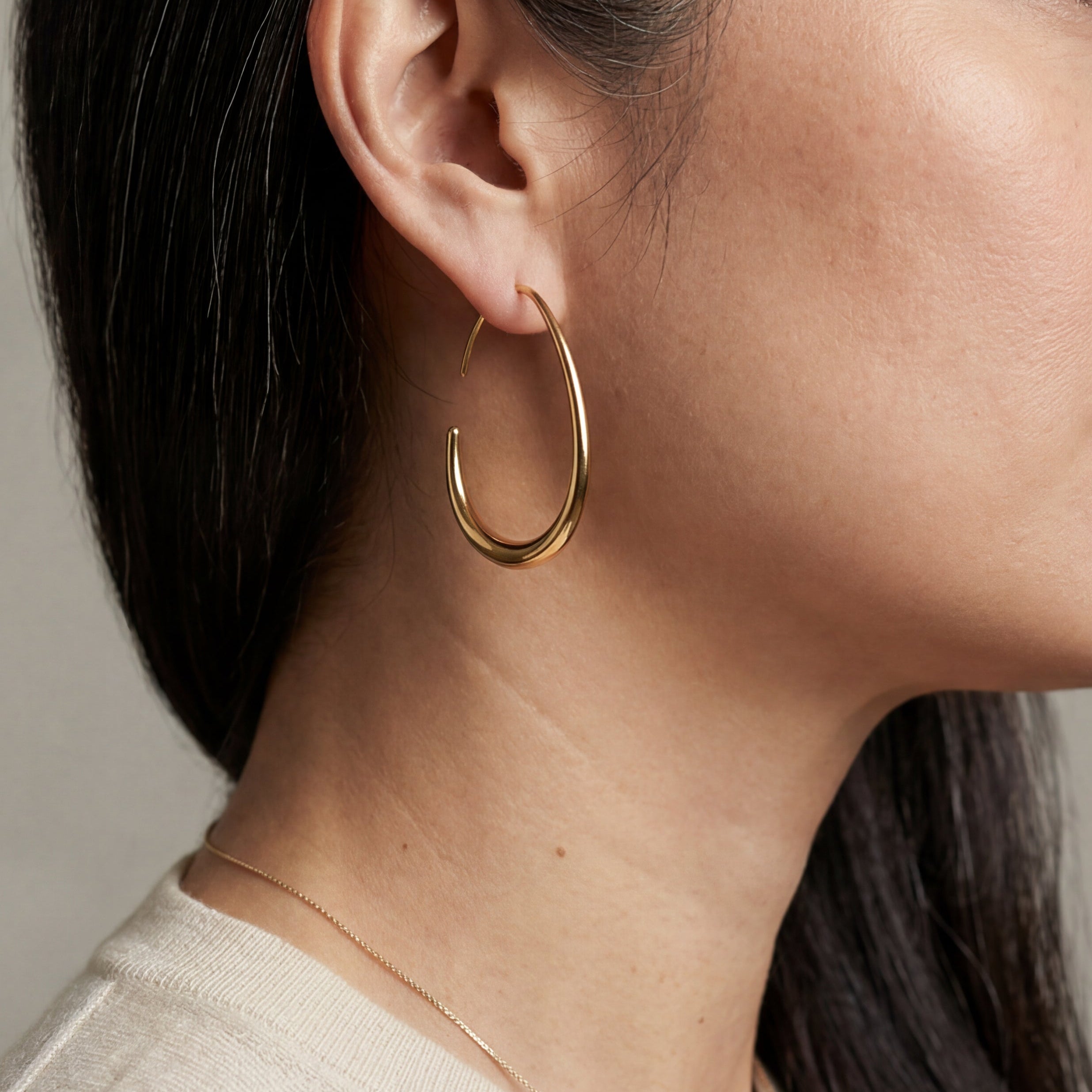 Pear Hoops Large Guldbelagt