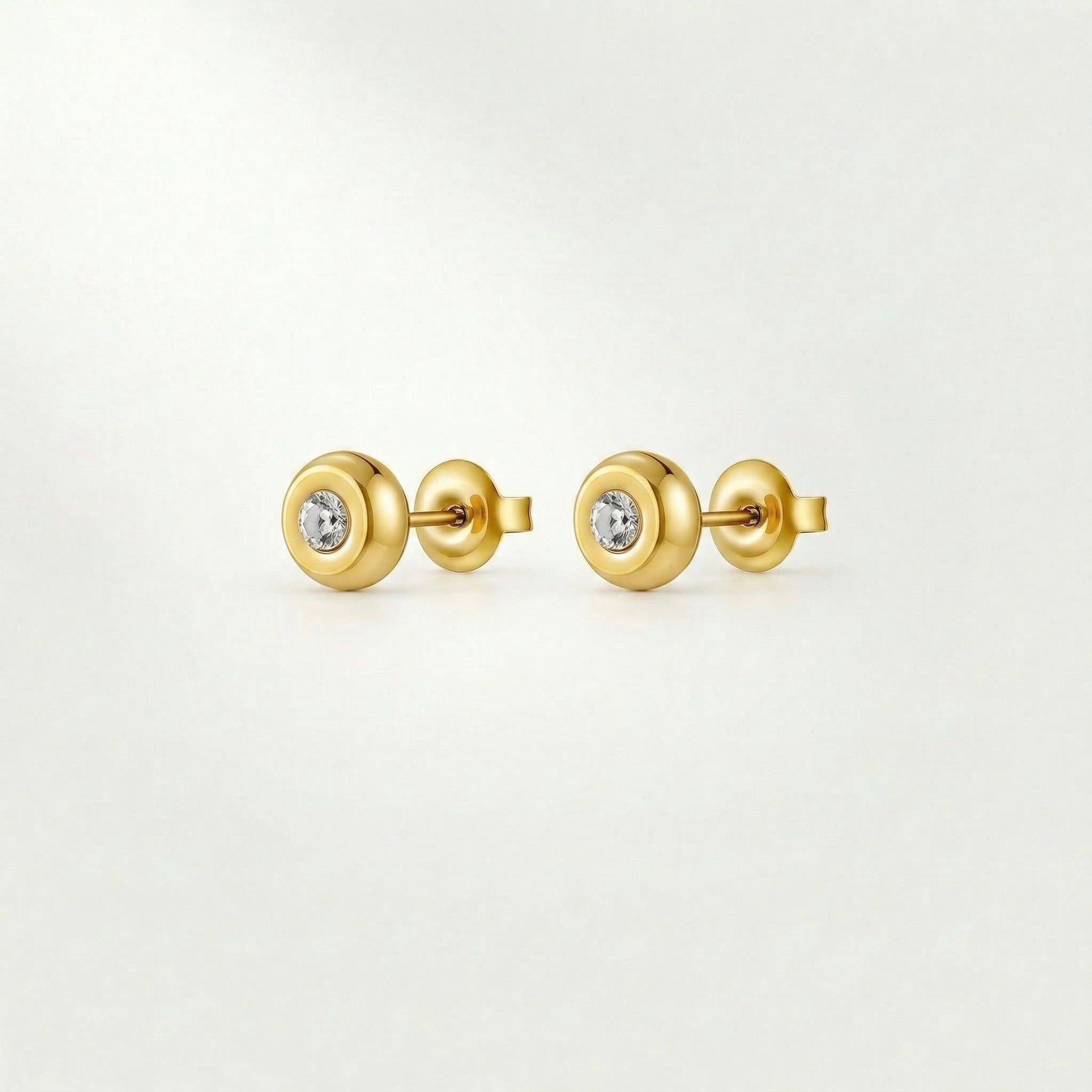 Rund Krystal Stud Guldbelagt