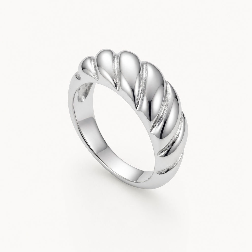 Twisted Dome Ring Sølvfarvet